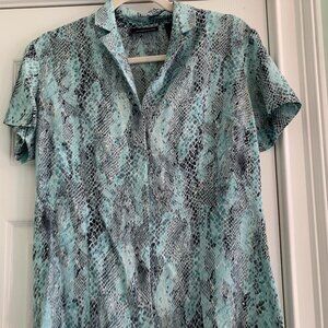 Vintage Liz Claiborne Short Sleeve Snake Skin Print Green Size 6